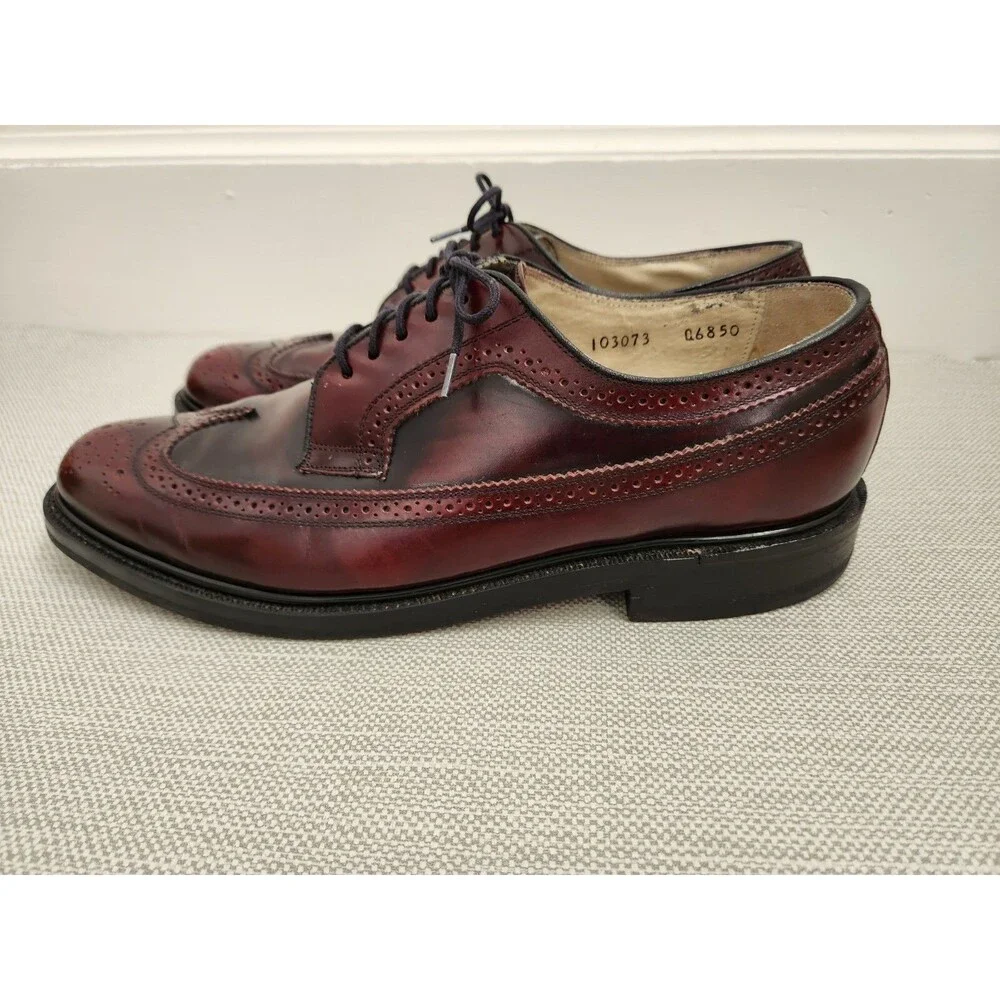 J. Allen Ltd Custom Designed 10 D Burgundy Oxford Oxblood Leather Wingtip Brogue